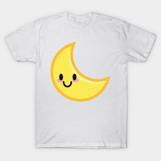 MOON CUTE KAWAII ANIME WEATHER KAOMOJI EMOTICON CARTOON T-Shirt by Chameleon Living